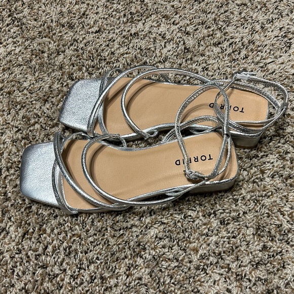 Strappy Silver Wide Width Torrid Micro Kitten Heel Sandal - Picture 5 of 6